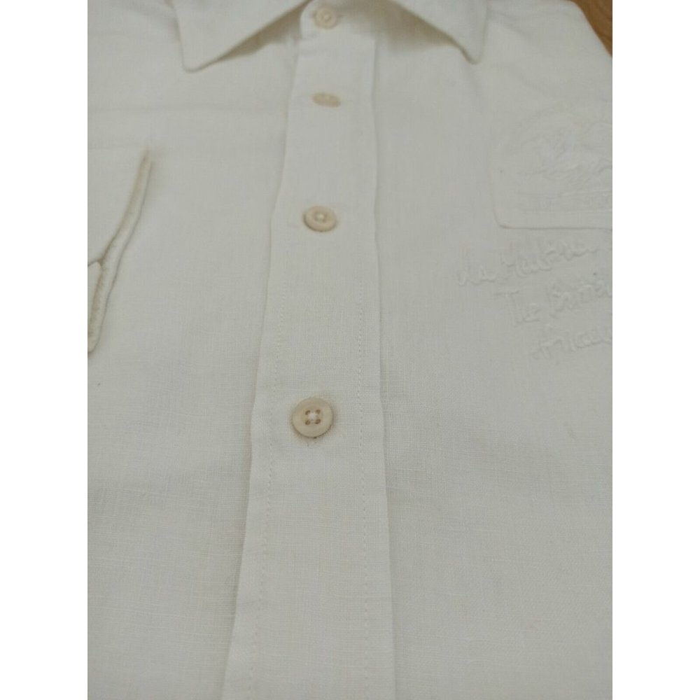 LA MARTINA Solid White Linen Long Sleeve Shirt Size M EC - Picture 5 of 8